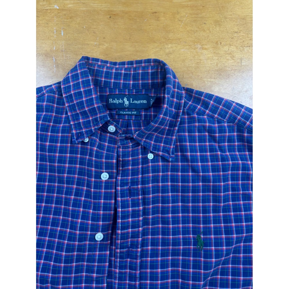 Ralph Lauren Mens Classic Fit Plaid Button Down Shirt Blue Red Green Medium - Picture 2 of 6